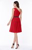 ColsBM Avalyn Red Glamorous One Shoulder Sleeveless Half Backless Knee Length Sash Plus Size Bridesmaid Dresses