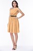ColsBM Avalyn Salmon Buff Glamorous One Shoulder Sleeveless Half Backless Knee Length Sash Plus Size Bridesmaid Dresses