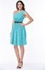 ColsBM Avalyn Turquoise Glamorous One Shoulder Sleeveless Half Backless Knee Length Sash Plus Size Bridesmaid Dresses