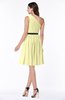ColsBM Avalyn Wax Yellow Glamorous One Shoulder Sleeveless Half Backless Knee Length Sash Plus Size Bridesmaid Dresses