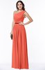 ColsBM Tiana Living Coral Traditional A-line One Shoulder Chiffon Floor Length Plus Size Bridesmaid Dresses