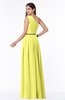ColsBM Tiana Pale Yellow Traditional A-line One Shoulder Chiffon Floor Length Plus Size Bridesmaid Dresses