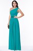 ColsBM Tiana Teal Traditional A-line One Shoulder Chiffon Floor Length Plus Size Bridesmaid Dresses