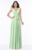 ColsBM Esther Light Green Traditional V-neck Sleeveless Zip up Chiffon Plus Size Bridesmaid Dresses