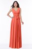ColsBM Esther Living Coral Traditional V-neck Sleeveless Zip up Chiffon Plus Size Bridesmaid Dresses