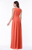 ColsBM Esther Living Coral Traditional V-neck Sleeveless Zip up Chiffon Plus Size Bridesmaid Dresses