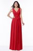 ColsBM Esther Red Traditional V-neck Sleeveless Zip up Chiffon Plus Size Bridesmaid Dresses