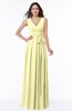 ColsBM Esther Wax Yellow Traditional V-neck Sleeveless Zip up Chiffon Plus Size Bridesmaid Dresses
