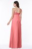 ColsBM Natalie Coral Glamorous A-line Sleeveless Floor Length Ruching Plus Size Bridesmaid Dresses