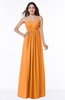 ColsBM Natalie Orange Glamorous A-line Sleeveless Floor Length Ruching Plus Size Bridesmaid Dresses