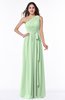 ColsBM Fiona Light Green Classic A-line Asymmetric Neckline Chiffon Floor Length Sash Plus Size Bridesmaid Dresses