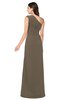 ColsBM Samantha Carafe Brown Vintage A-line Asymmetric Neckline Sleeveless Half Backless Draped Plus Size Bridesmaid Dresses