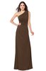 ColsBM Samantha Chocolate Brown Vintage A-line Asymmetric Neckline Sleeveless Half Backless Draped Plus Size Bridesmaid Dresses