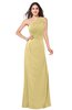 ColsBM Samantha Gold Vintage A-line Asymmetric Neckline Sleeveless Half Backless Draped Plus Size Bridesmaid Dresses