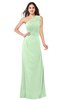 ColsBM Samantha Light Green Vintage A-line Asymmetric Neckline Sleeveless Half Backless Draped Plus Size Bridesmaid Dresses