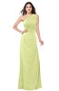ColsBM Samantha Lime Green Vintage A-line Asymmetric Neckline Sleeveless Half Backless Draped Plus Size Bridesmaid Dresses