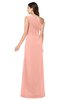 ColsBM Samantha Peach Vintage A-line Asymmetric Neckline Sleeveless Half Backless Draped Plus Size Bridesmaid Dresses