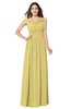 ColsBM Tatiana Misted Yellow Antique A-line V-neck Sleeveless Pleated Plus Size Bridesmaid Dresses