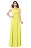ColsBM Tatiana Pale Yellow Antique A-line V-neck Sleeveless Pleated Plus Size Bridesmaid Dresses