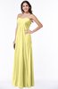 ColsBM Crystal Pastel Yellow Plain Empire Sleeveless Chiffon Ruching Plus Size Bridesmaid Dresses