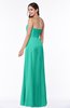 ColsBM Crystal Viridian Green Plain Empire Sleeveless Chiffon Ruching Plus Size Bridesmaid Dresses
