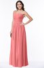 ColsBM Kira Shell Pink Elegant Sleeveless Half Backless Chiffon Floor Length Pleated Plus Size Bridesmaid Dresses
