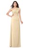 ColsBM Molly Apricot Gelato Plain A-line Sleeveless Half Backless Floor Length Plus Size Bridesmaid Dresses