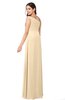 ColsBM Molly Apricot Gelato Plain A-line Sleeveless Half Backless Floor Length Plus Size Bridesmaid Dresses