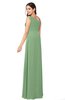 ColsBM Molly Fair Green Plain A-line Sleeveless Half Backless Floor Length Plus Size Bridesmaid Dresses