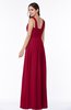 ColsBM Patricia Dark Red Plain Zipper Chiffon Floor Length Ruching Plus Size Bridesmaid Dresses