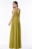 ColsBM Patricia Golden Olive Plain Zipper Chiffon Floor Length Ruching Plus Size Bridesmaid Dresses