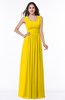 ColsBM Patricia Yellow Plain Zipper Chiffon Floor Length Ruching Plus Size Bridesmaid Dresses