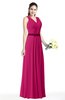 ColsBM Judith Beetroot Purple Traditional V-neck Sleeveless Chiffon Floor Length Ruching Plus Size Bridesmaid Dresses