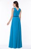 ColsBM Judith Cornflower Blue Traditional V-neck Sleeveless Chiffon Floor Length Ruching Plus Size Bridesmaid Dresses