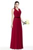 ColsBM Judith Dark Red Traditional V-neck Sleeveless Chiffon Floor Length Ruching Plus Size Bridesmaid Dresses