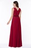 ColsBM Judith Dark Red Traditional V-neck Sleeveless Chiffon Floor Length Ruching Plus Size Bridesmaid Dresses