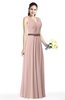 ColsBM Judith Dusty Rose Traditional V-neck Sleeveless Chiffon Floor Length Ruching Plus Size Bridesmaid Dresses