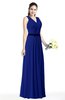 ColsBM Judith Electric Blue Traditional V-neck Sleeveless Chiffon Floor Length Ruching Plus Size Bridesmaid Dresses