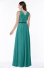 ColsBM Judith Emerald Green Traditional V-neck Sleeveless Chiffon Floor Length Ruching Plus Size Bridesmaid Dresses