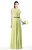 ColsBM Judith Lime Green Traditional V-neck Sleeveless Chiffon Floor Length Ruching Plus Size Bridesmaid Dresses