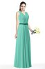 ColsBM Judith Mint Green Traditional V-neck Sleeveless Chiffon Floor Length Ruching Plus Size Bridesmaid Dresses