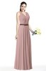 ColsBM Judith Nectar Pink Traditional V-neck Sleeveless Chiffon Floor Length Ruching Plus Size Bridesmaid Dresses