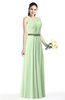 ColsBM Judith Pale Green Traditional V-neck Sleeveless Chiffon Floor Length Ruching Plus Size Bridesmaid Dresses