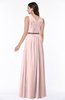 ColsBM Judith Pastel Pink Traditional V-neck Sleeveless Chiffon Floor Length Ruching Plus Size Bridesmaid Dresses