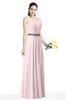 ColsBM Judith Petal Pink Traditional V-neck Sleeveless Chiffon Floor Length Ruching Plus Size Bridesmaid Dresses