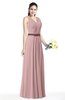 ColsBM Judith Silver Pink Traditional V-neck Sleeveless Chiffon Floor Length Ruching Plus Size Bridesmaid Dresses
