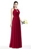 ColsBM Cherish Dark Red Traditional A-line Jewel Sleeveless Zipper Sash Bridesmaid Dresses