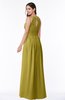 ColsBM Cherish Golden Olive Traditional A-line Jewel Sleeveless Zipper Sash Bridesmaid Dresses