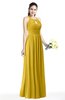 ColsBM Cherish Lemon Curry Traditional A-line Jewel Sleeveless Zipper Sash Bridesmaid Dresses