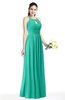 ColsBM Cherish Viridian Green Traditional A-line Jewel Sleeveless Zipper Sash Bridesmaid Dresses